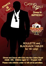 Poster advertising a Casino Royale dinner and dance