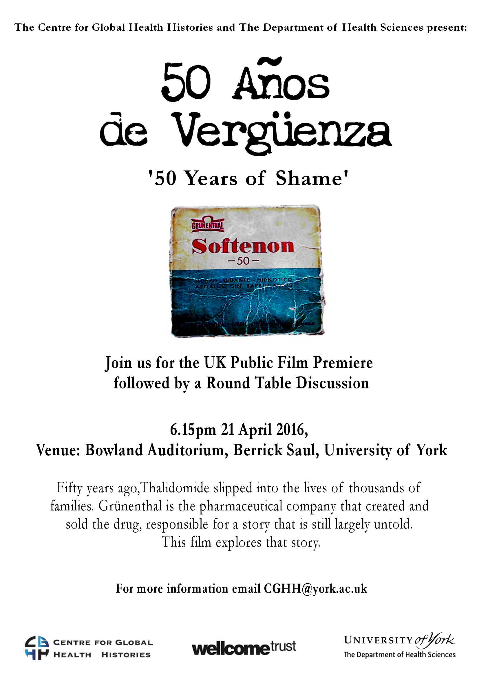 Poster advertising the film 50 Years Of Shame, the story of the thalidomide tragedy
