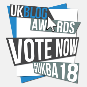 Poster advertising the voting for the UK Blog Awards 2018