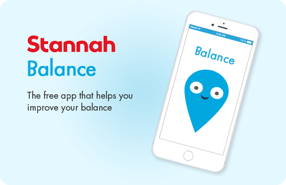 Illustration of a mobile phone showing the Stannah Balance app