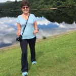 beneficiary Helen Shore taking a walk to keep active