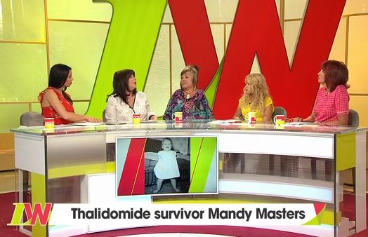 Mandy Masters sitting on the panel on the TV show Loose Women