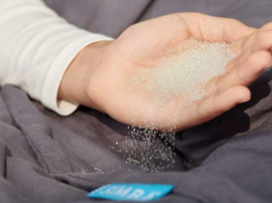 glass beads that give weight to a weighted blanket
