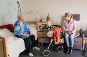 Elderly lady in care home