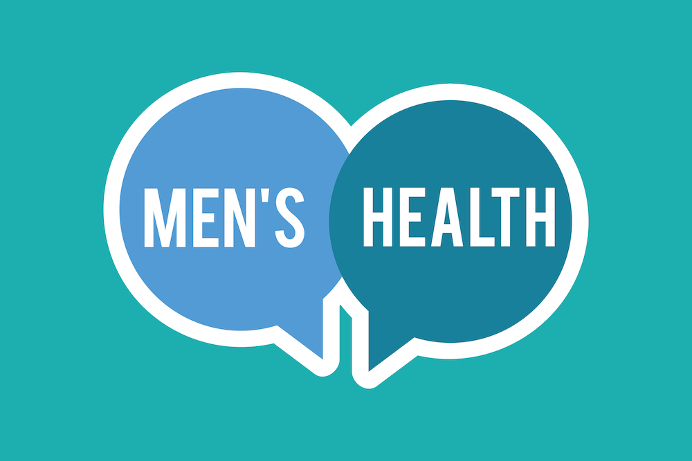 2 speech balloons with the words Men's Health, used to promote the need to talk about men's health