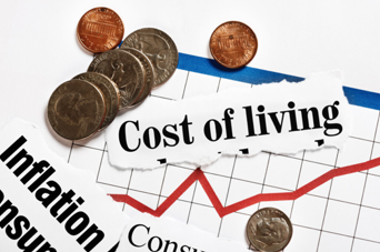Line graph extract showing increasing cost of living